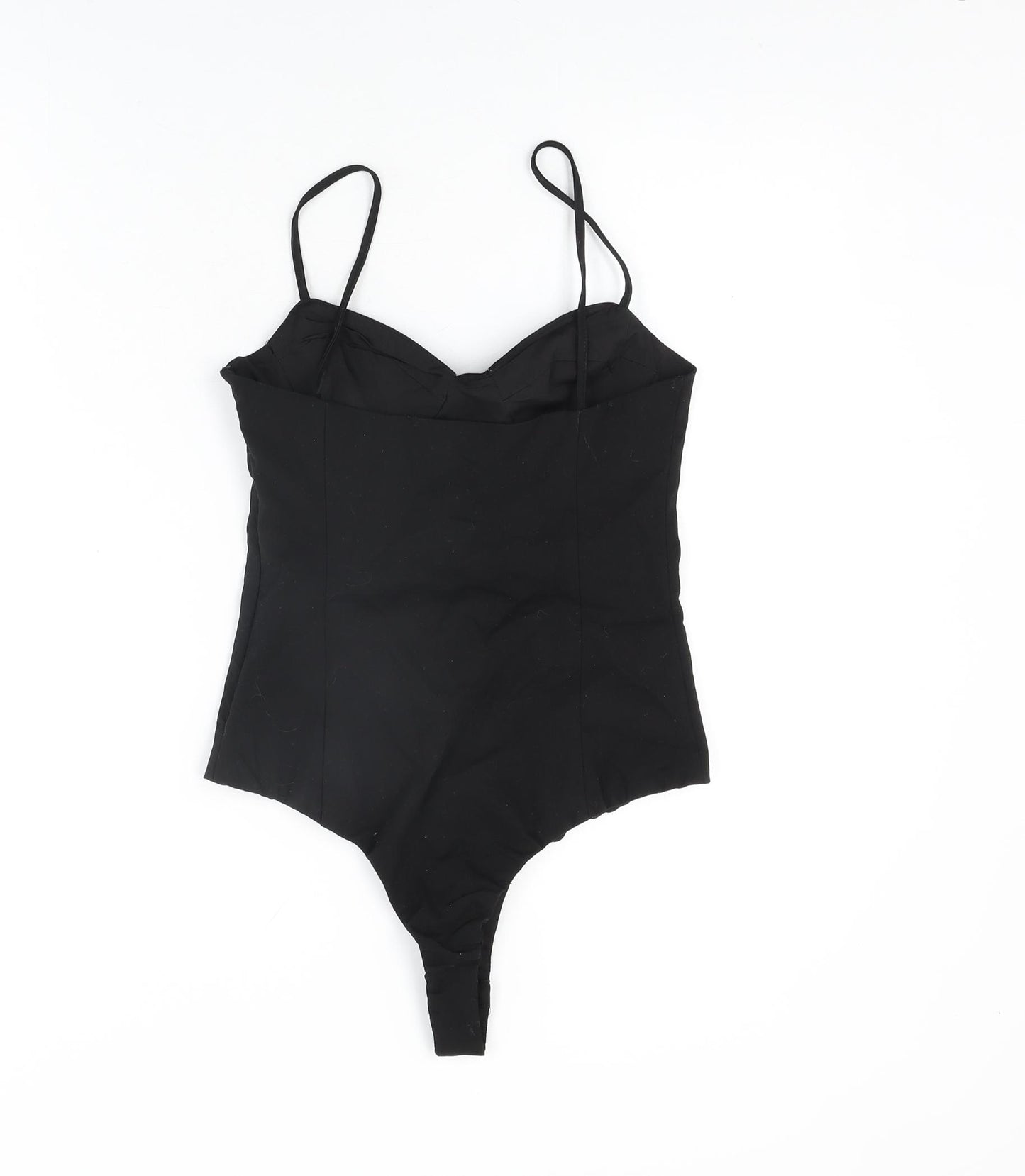 Zara Womens Black Cotton Bodysuit One-Piece Size XS Zip