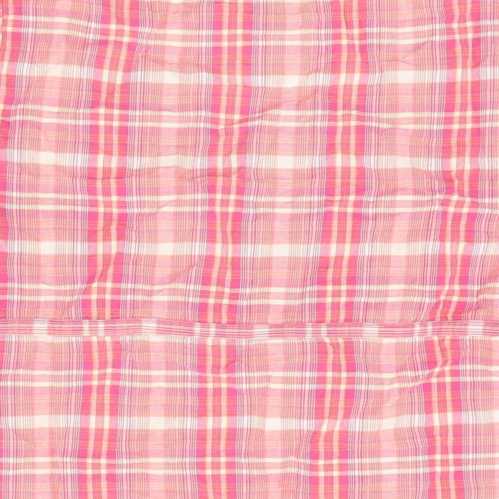 Monsoon Womens Pink Plaid Cotton Basic Button-Up Size 16 Round Neck