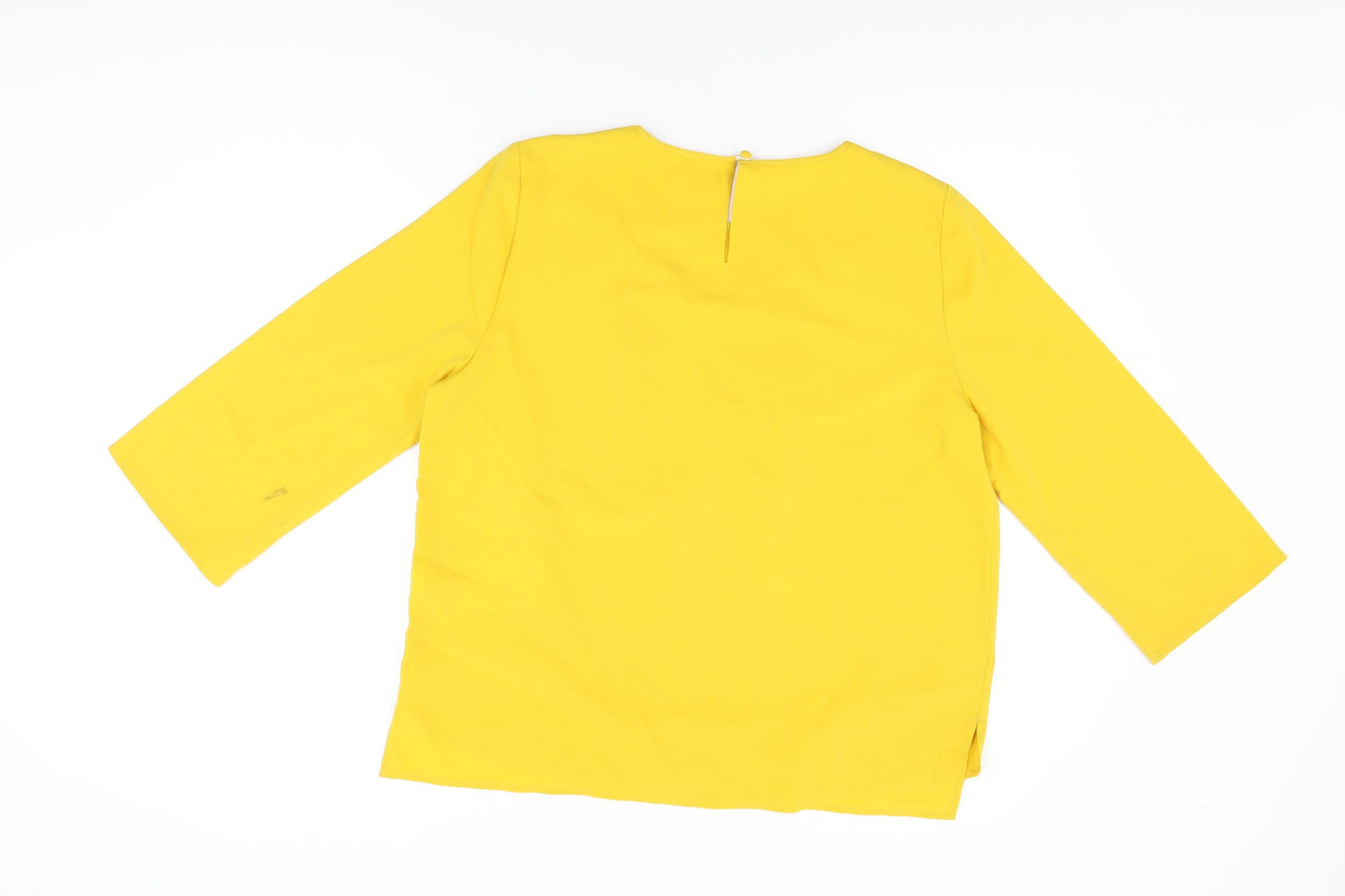 Marks and Spencer Womens Yellow Polyester Basic T-Shirt Size 12 Round Neck