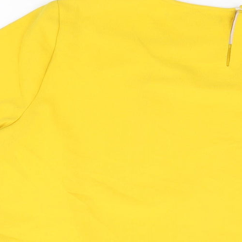 Marks and Spencer Womens Yellow Polyester Basic T-Shirt Size 12 Round Neck
