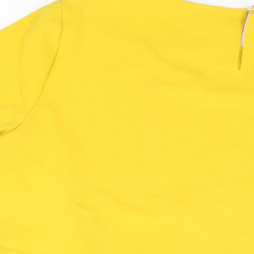 Marks and Spencer Womens Yellow Polyester Basic T-Shirt Size 12 Round Neck