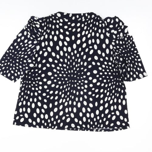 Chesca Womens Blue Polka Dot Viscose Basic T-Shirt Size 16 Square Neck
