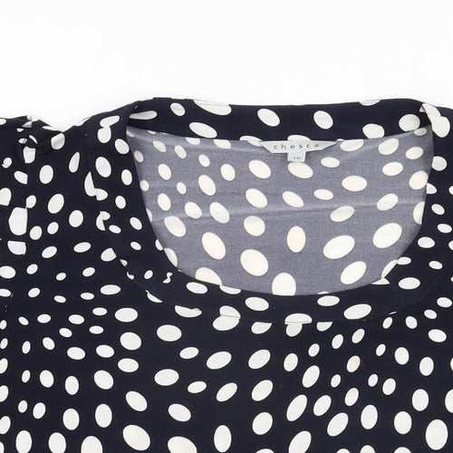 Chesca Womens Blue Polka Dot Viscose Basic T-Shirt Size 16 Square Neck
