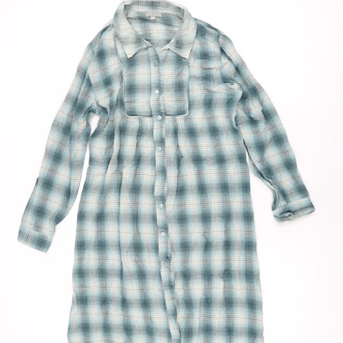 Patra Womens Blue Geometric Cotton Shirt Dress Size S Collared Button
