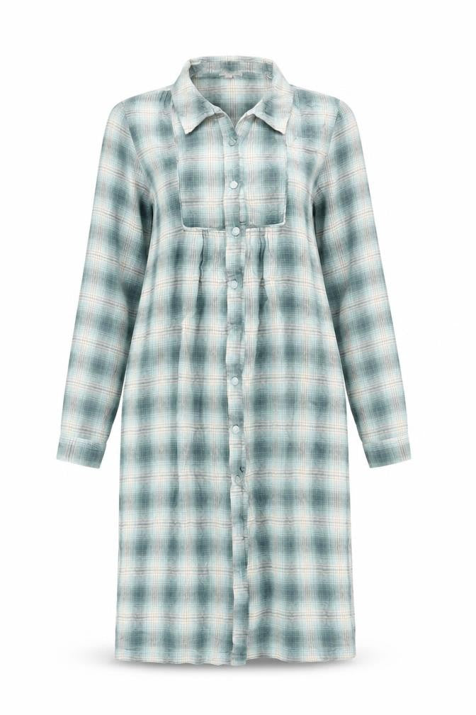 Patra Womens Blue Geometric Cotton Shirt Dress Size S Collared Button