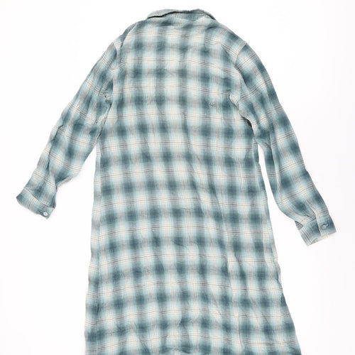 Patra Womens Blue Geometric Cotton Shirt Dress Size S Collared Button