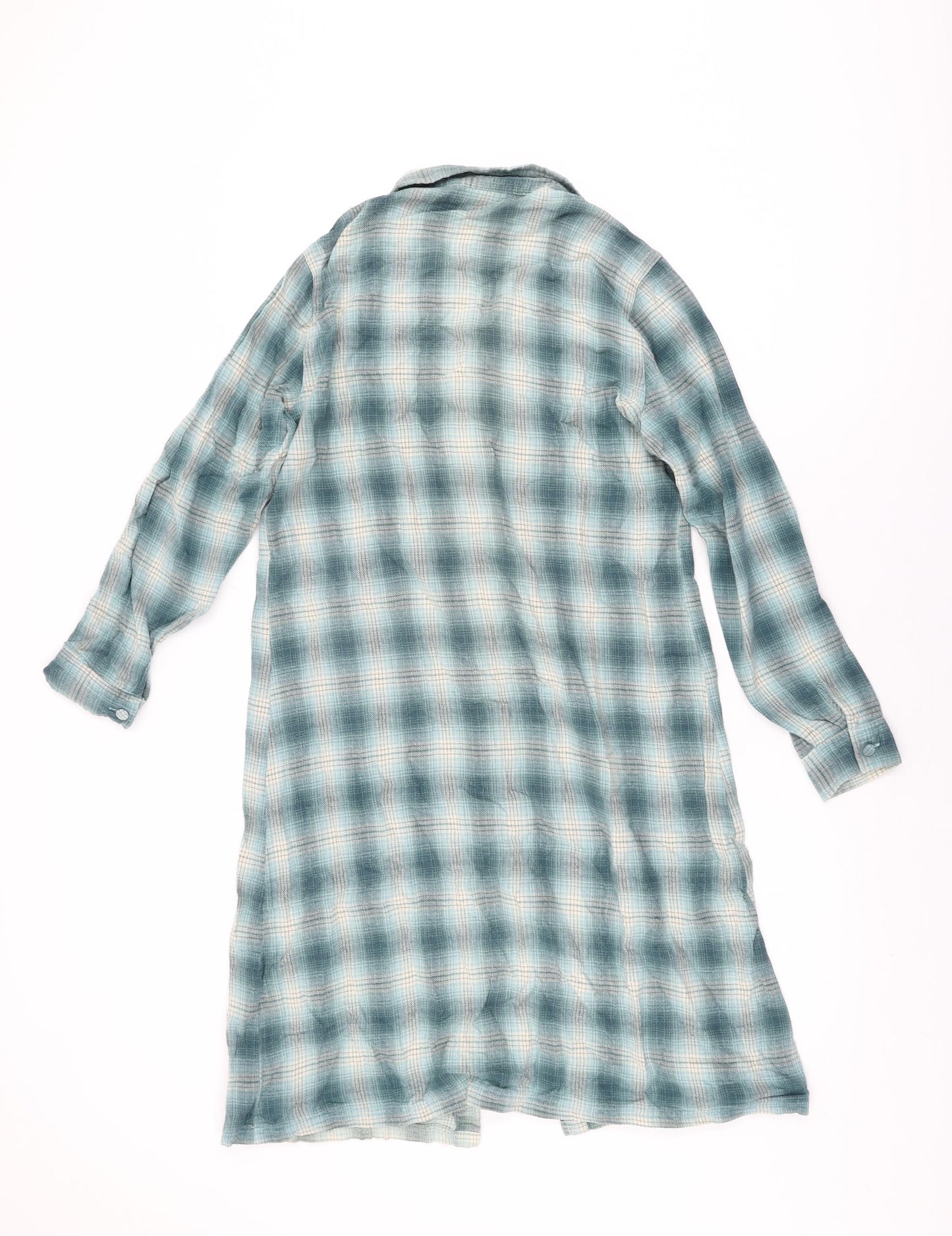 Patra Womens Blue Geometric Cotton Shirt Dress Size S Collared Button