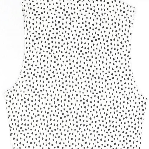 H&M Womens White Polka Dot Polyester Bodysuit One-Piece Size M Snap