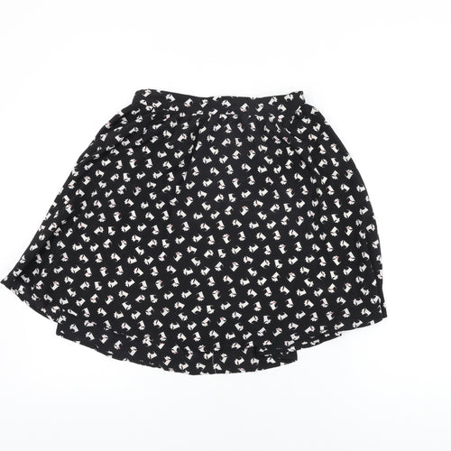Twik Womens Black Geometric Polyester Skater Skirt Size M
