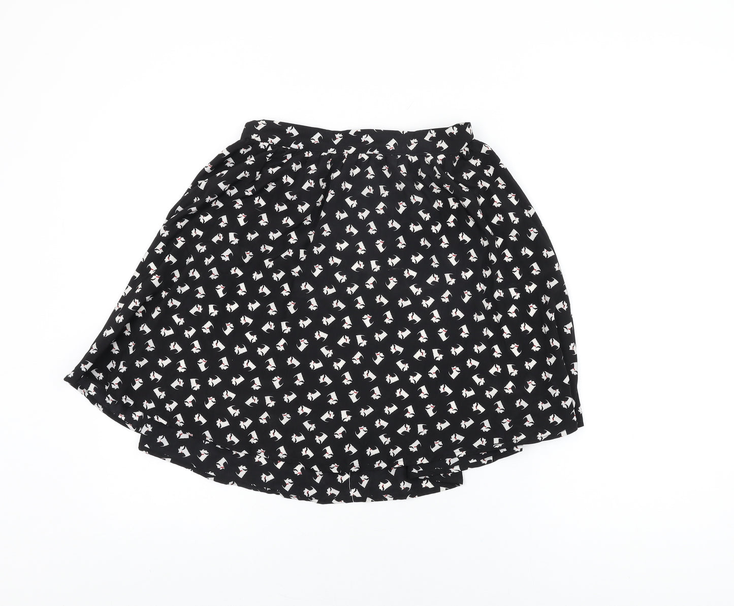 Twik Womens Black Geometric Polyester Skater Skirt Size M