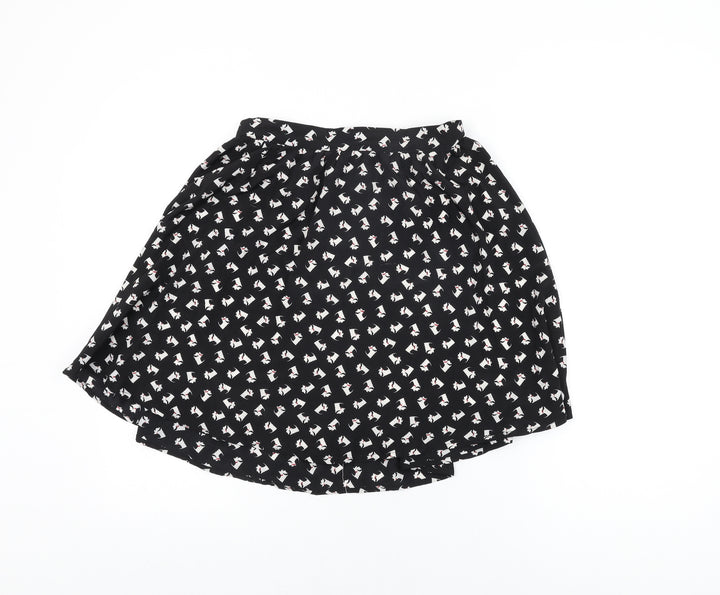 Twik Womens Black Geometric Polyester Skater Skirt Size M