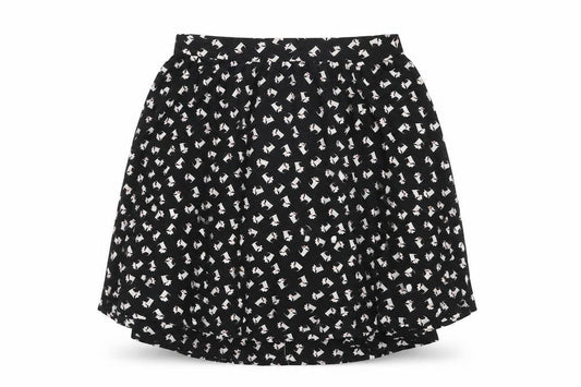 Front view of Twik women’s black geometric polyester skater skirt, size M