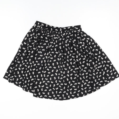 Twik Womens Black Geometric Polyester Skater Skirt Size M