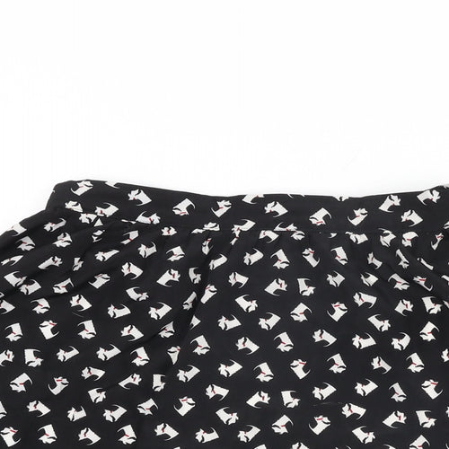 Twik Womens Black Geometric Polyester Skater Skirt Size M