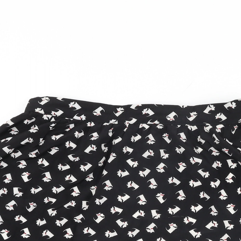 Twik Womens Black Geometric Polyester Skater Skirt Size M