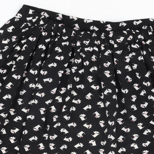 Twik Womens Black Geometric Polyester Skater Skirt Size M