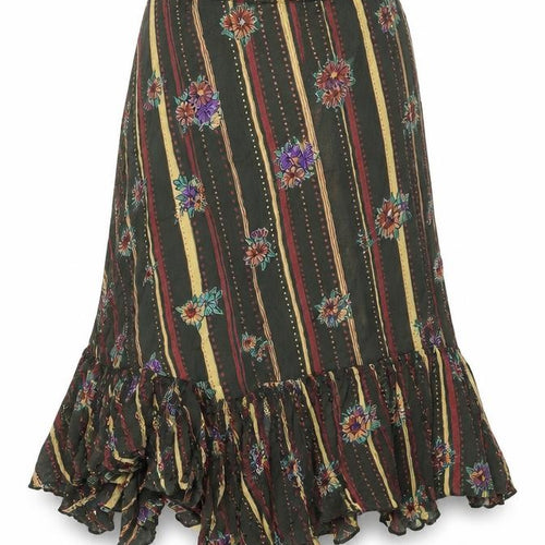 Mango Womens Green Floral Viscose Flare Skirt Size XL