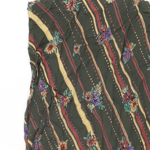 Mango Womens Green Floral Viscose Flare Skirt Size XL