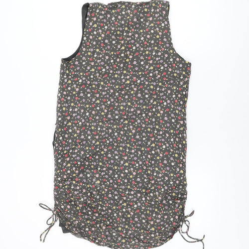 Gap Womens Grey Floral Viscose Shift Size M Scoop Neck Drawstring