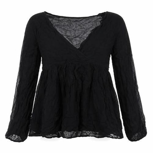 Pull&Bear Womens Black Polyester Basic Blouse Size M V-Neck