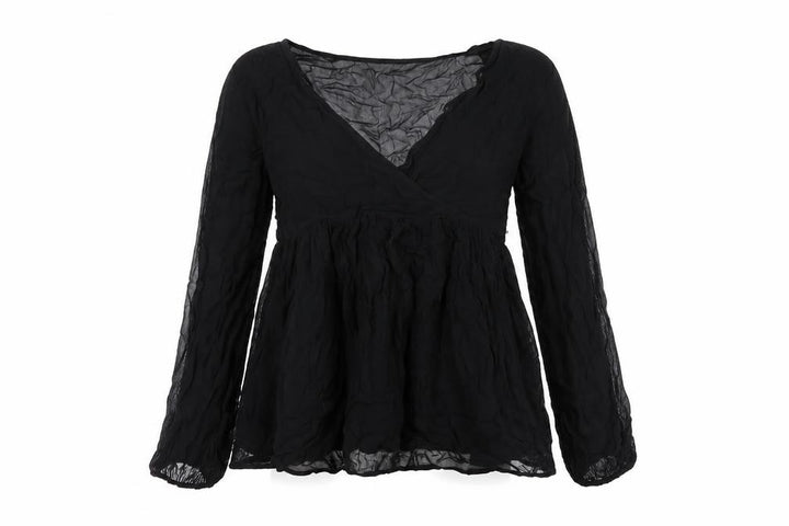 Pull&Bear Womens Black Polyester Basic Blouse Size M V-Neck
