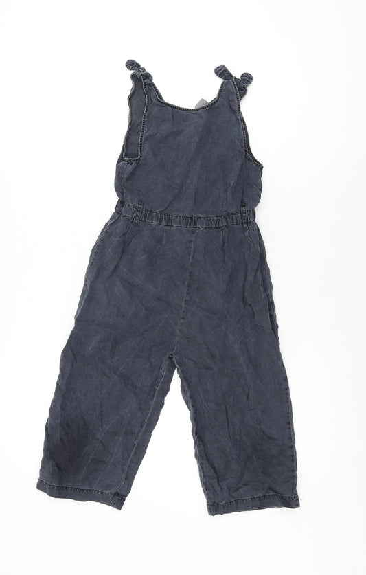 NEXT Girls Black Lyocell Jumpsuit One-Piece Size 7 Years L13 in Pullover