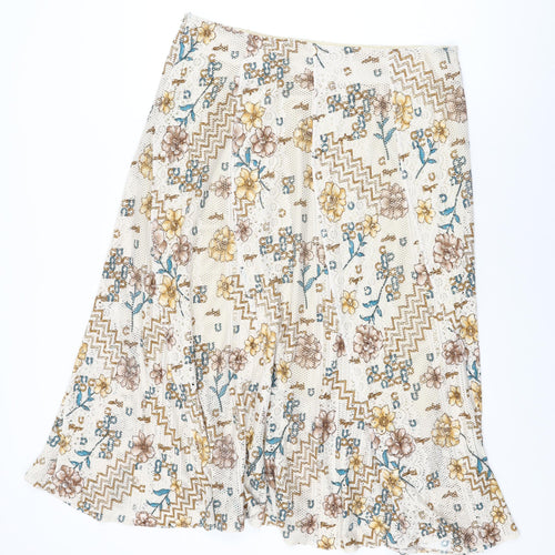Stephen Y Womens Ivory Floral Acetate Flare Skirt Size 3XL Zip