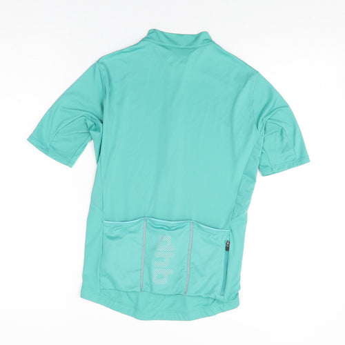 DHB Womens Green Polyester Basic T-Shirt Size 8 Round Neck Zip