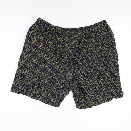 Marks and Spencer Mens Blue Geometric Cotton Bermuda Shorts Size 2XL L9 in Regular Drawstring
