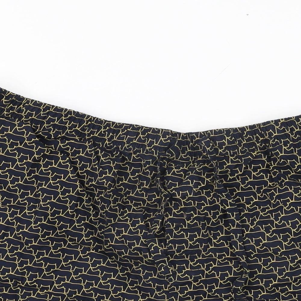 Marks and Spencer Mens Blue Geometric Cotton Bermuda Shorts Size 2XL L9 in Regular Drawstring