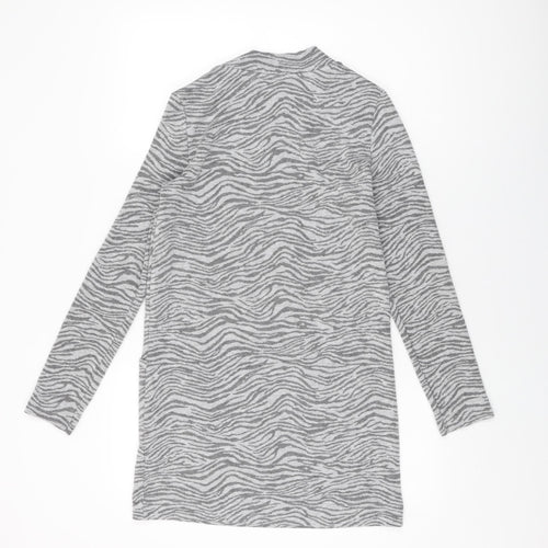 Marks and Spencer Womens Grey Animal Print Polyester Shift Size 8 Round Neck Pullover