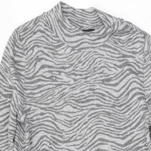 Marks and Spencer Womens Grey Animal Print Polyester Shift Size 8 Round Neck Pullover