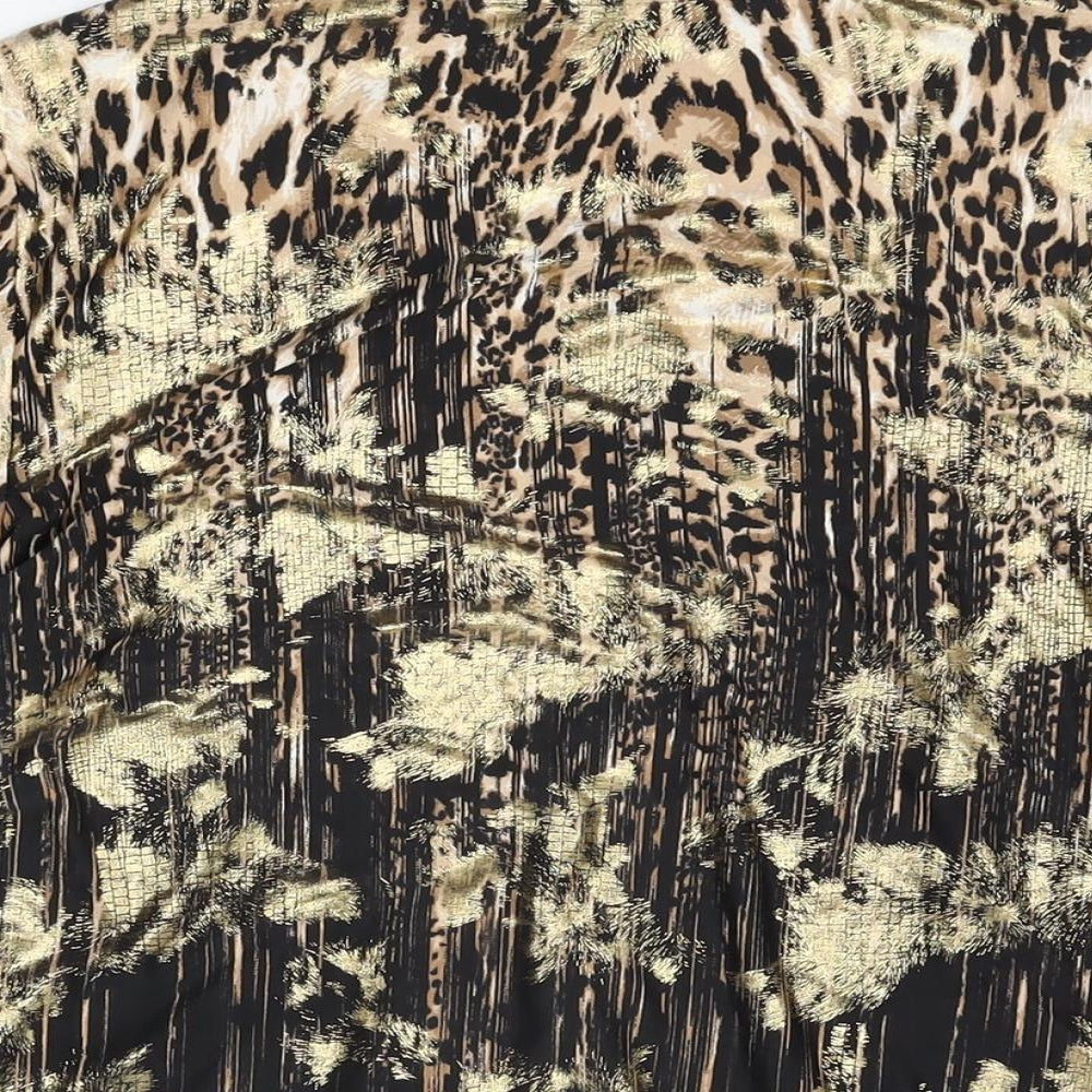 M&Co Womens Beige Animal Print Polyester Basic T-Shirt Size 20 Round Neck