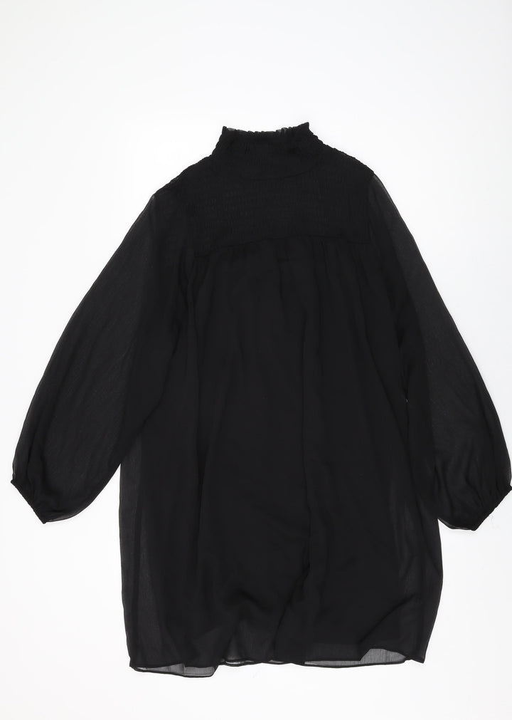 H&M Womens Black Polyester Shift Size 8 Round Neck Pullover