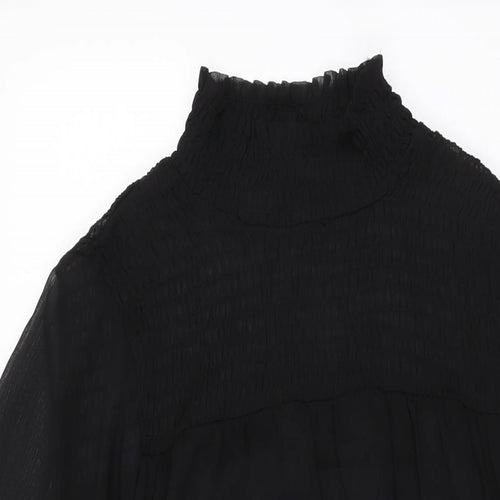 H&M Womens Black Polyester Shift Size 8 Round Neck Pullover