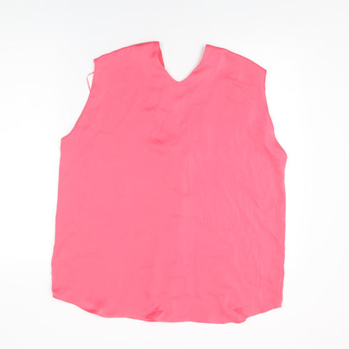 Marks and Spencer Womens Pink Polyester Basic Blouse Size 16 V-Neck