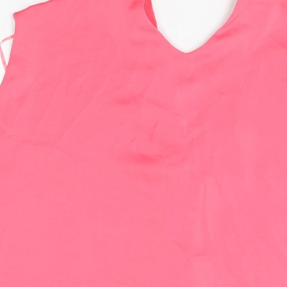 Marks and Spencer Womens Pink Polyester Basic Blouse Size 16 V-Neck