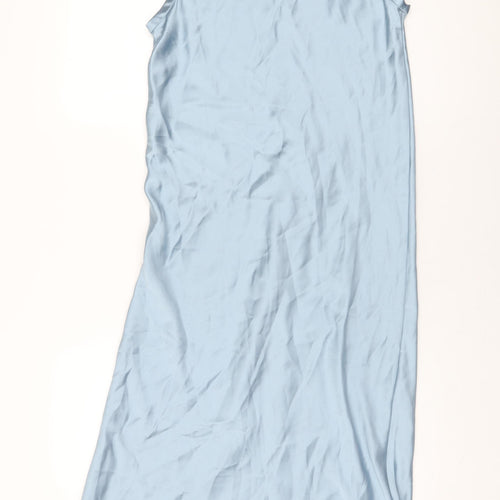 Zara Womens Blue Polyester Maxi Size M Round Neck Zip