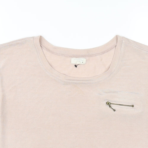 New Look Womens Pink Polyester Basic T-Shirt Size 10 Round Neck