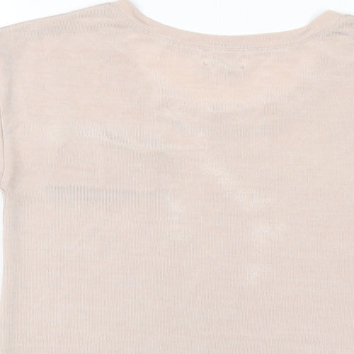 New Look Womens Pink Polyester Basic T-Shirt Size 10 Round Neck