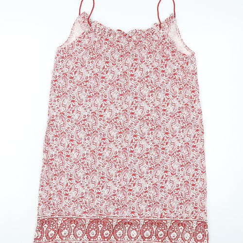 Honest Womens Red Paisley Cotton A-Line Size S Scoop Neck Pullover