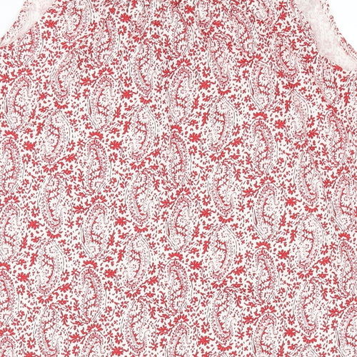 Honest Womens Red Paisley Cotton A-Line Size S Scoop Neck Pullover