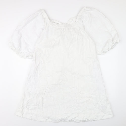 NEXT Womens White Cotton A-Line Size 10 Scoop Neck Pullover