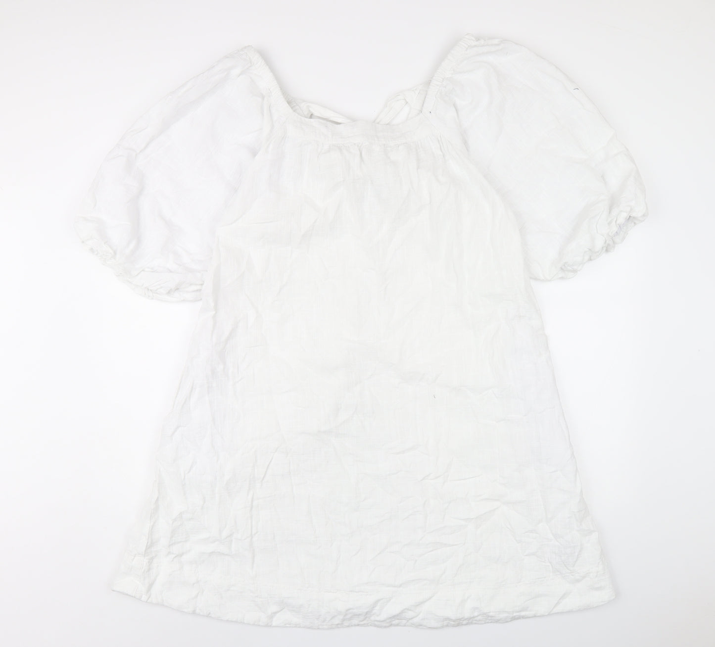 NEXT Womens White Cotton A-Line Size 10 Scoop Neck Pullover
