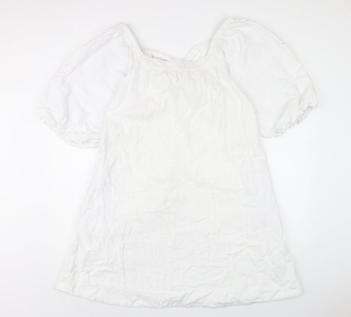 NEXT Womens White Cotton A-Line Size 10 Scoop Neck Pullover