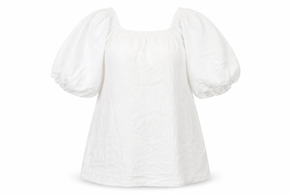 Front view of Next women’s white cotton a-line, size UK 10, scoop neck pullover