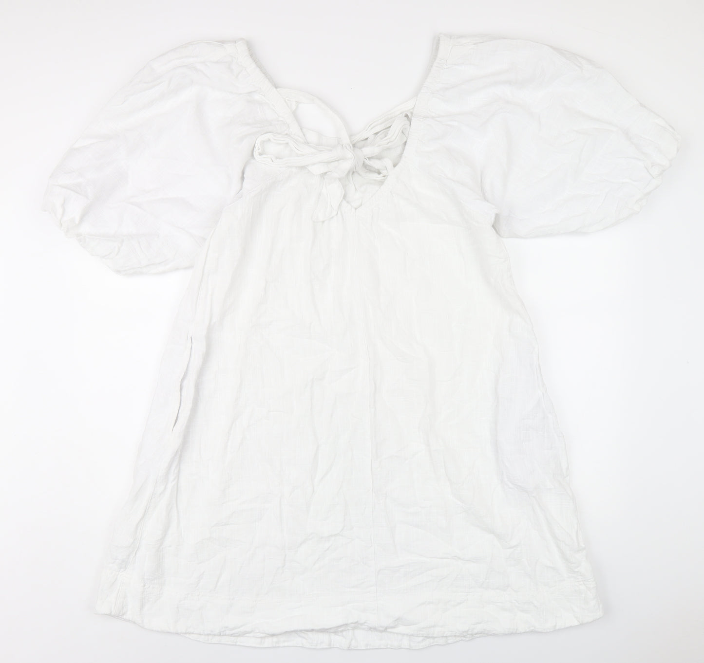 NEXT Womens White Cotton A-Line Size 10 Scoop Neck Pullover
