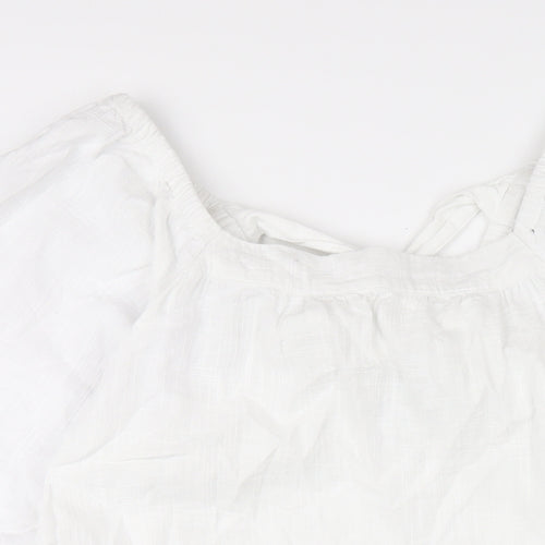 NEXT Womens White Cotton A-Line Size 10 Scoop Neck Pullover