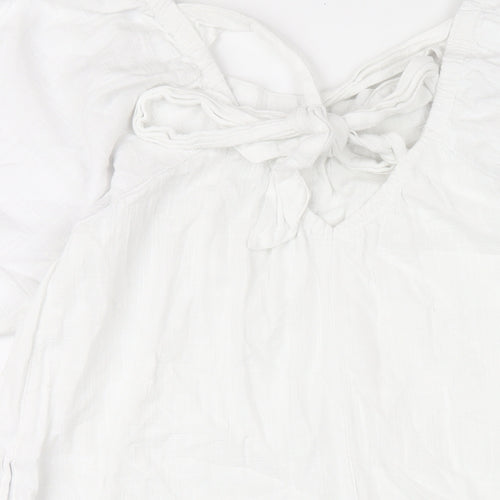NEXT Womens White Cotton A-Line Size 10 Scoop Neck Pullover