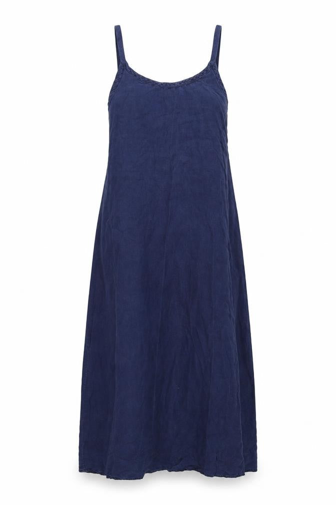 Front view of Zara women’s blue cotton a-line, size S, scoop neck pullover
